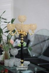 Gorgeous 5 arms gold globe candelabra wedding table center pieces