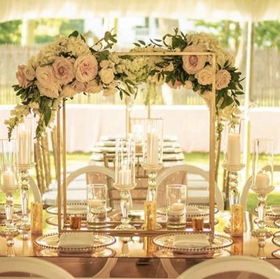 ZT-439 gold metal decoration flower arrangement stands for wedding hall