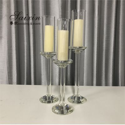 Saixin hot sale bling wedding decoration centerpiece set crystal candle holders