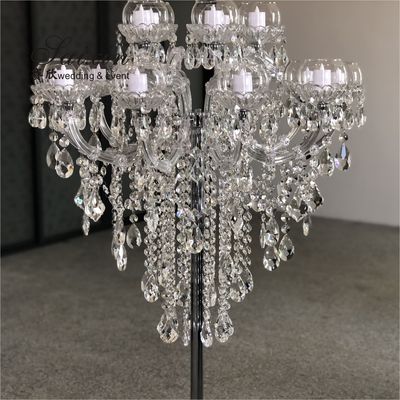 Luxury 15 head crystal beaded  candle stand  for wedding table centerpieces