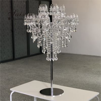Luxury 15 head crystal beaded  candle stand  for wedding table centerpieces