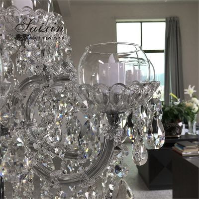 Luxury 15 head crystal beaded  candle stand  for wedding table centerpieces