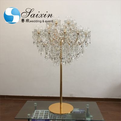 ZT-325L Saixin Gorgeous 18 arms Crystal candelabra flower stand for wedding centerpiece