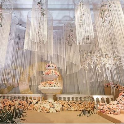 Elegant  Wedding Ceiling Decoration Champagne colors Fabric String Curtain Ceiling Drape