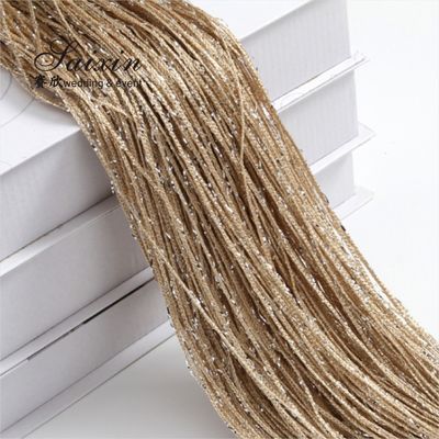 Elegant  Wedding Ceiling Decoration Champagne colors Fabric String Curtain Ceiling Drape