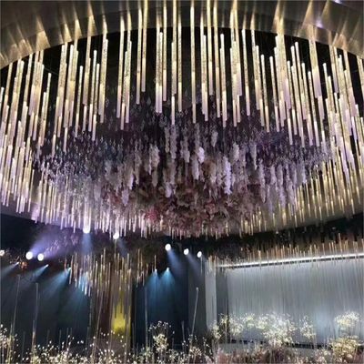 String Tube Pendant Crystal Chandelier Light For Living Room Dining Event Stage 60CM