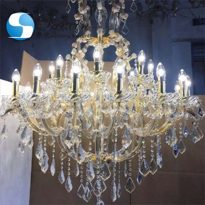 Antique Gold Crystal Chandelier Lights Ceiling Luxury K9 Wedding Ceiling Decoration