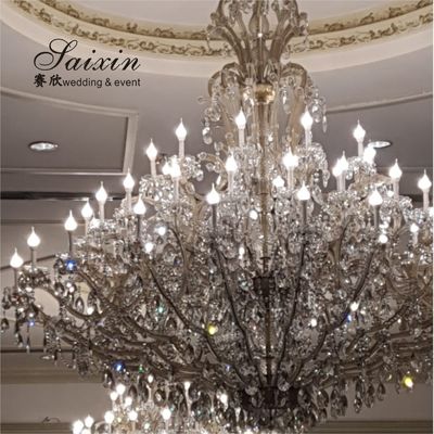 Antique Gold Crystal Chandelier Lights Ceiling Luxury K9 Wedding Ceiling Decoration