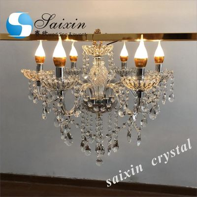 1.8m large shiny gold metal flower stand with battery working crystal chandeliers for wedding table decoration