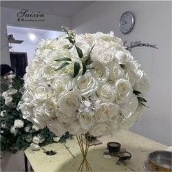 High Quality Wedding Artificial Flower Ball Custom Size Fit Table Centerpiece White Wedding Artificial Flower