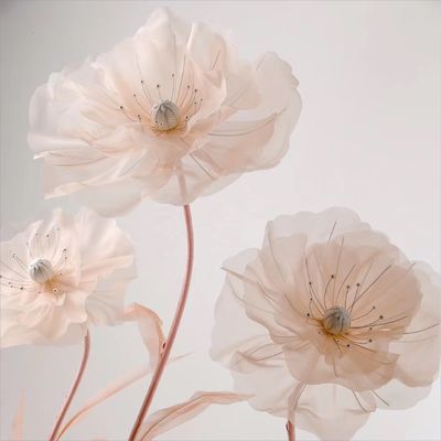 Beautiful set 3 pcs different  long stem silk passion flowers for wedding event floor decoration