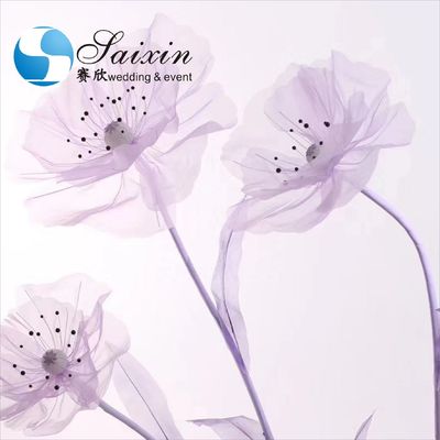 Beautiful set 3 pcs different  long stem silk passion flowers for wedding event floor decoration