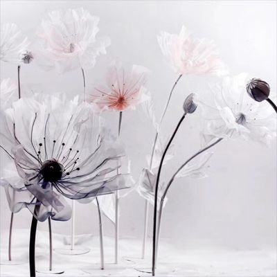 Beautiful set 3 pcs different  long stem silk passion flowers for wedding event floor decoration