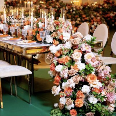 Wedding Decoration Supplies Custom Color Silk Wedding Floral Table Runner Sweetheart Table Artificial Flowers