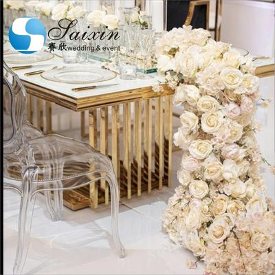 Wedding Decoration Supplies Custom Color Silk Wedding Floral Table Runner Sweetheart Table Artificial Flowers