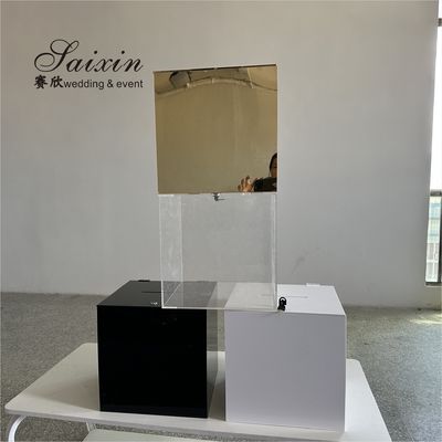 20ft Acrylic Wedding Backdrop Decoration Centerpieces Beautiful Event Gold Mirror Plastic Money Boxes