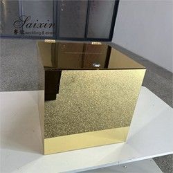 20ft Acrylic Wedding Backdrop Decoration Centerpieces Beautiful Event Gold Mirror Plastic Money Boxes