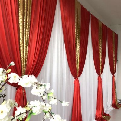 Wedding Decoration Backdrop Curtain White Gold Double Cloth Custom Backdrop Wedding Drapes