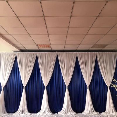 Hot Sale Wedding Backdrop Blue White Double Drape Cross Valance Luxury Wedding Decoration Backdrop