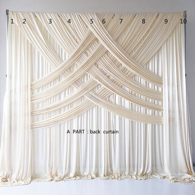 Custom Luxury Wedding Backdrop Double Drape White Cloth Curtains Cross Valance  Wedding Backdrop