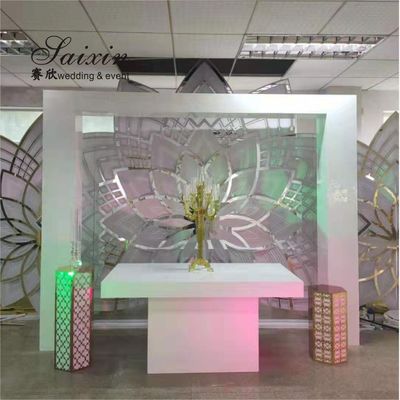 Hot sale new design 3 pcs set white acrylic backdrop for wedding stage decoration