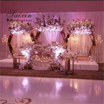 Factory sale hexagon mirror acrylic arch backdrop for event stage decoration
