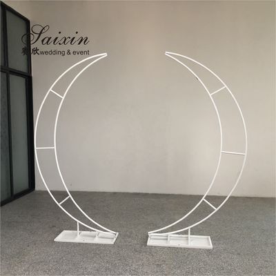 Wedding Decoration Backdrop Stand Wholesale Unique Moon Shape White Metal Stand 210CM