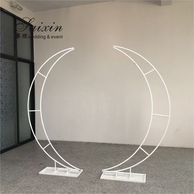 Wedding Decoration Backdrop Stand Wholesale Unique Moon Shape White Metal Stand 210CM