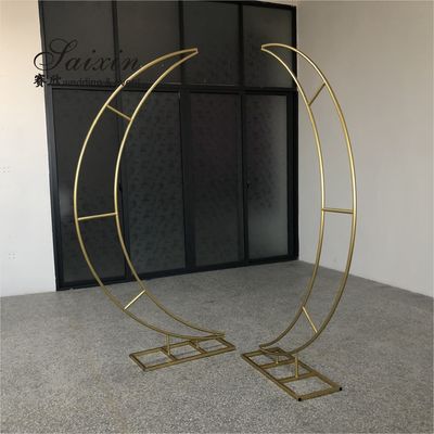 Wedding Decoration Backdrop Stand Wholesale Unique Moon Shape White Metal Stand 210CM