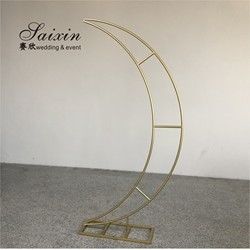 Wedding Decoration Backdrop Stand Wholesale Unique Moon Shape White Metal Stand 210CM