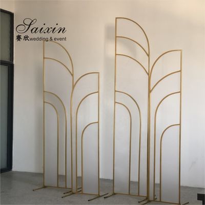 Church Wedding Backdrop Flower Decoration Portable 4 Pcs Set Gold Frame Fabric Sequin Stand