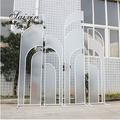Church Wedding Backdrop Flower Decoration Portable 4 Pcs Set Gold Frame Fabric Sequin Stand