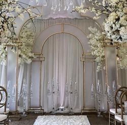Event Decoration Curtain Backdrop Engagement White Membrane Gold Arch Door Frame 200cm
