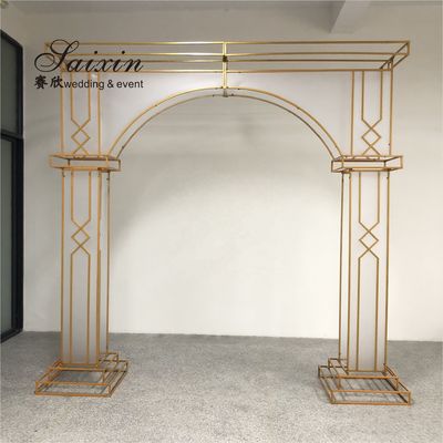 Factory  luxury gold frame with white membrane arch for wedding furniture backdrop decoration