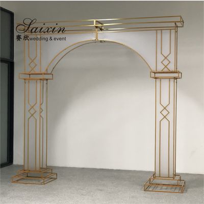 Factory  luxury gold frame with white membrane arch for wedding furniture backdrop decoration