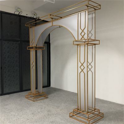 Factory  luxury gold frame with white membrane arch for wedding furniture backdrop decoration