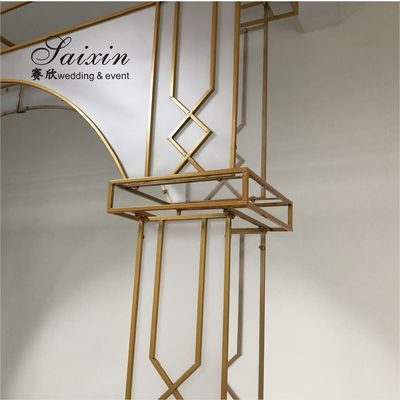 Factory  luxury gold frame with white membrane arch for wedding furniture backdrop decoration