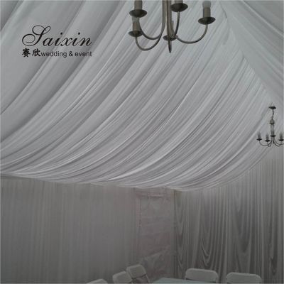 SX-387 Beautiful Wedding Stage Decorative White Drapery Hanging Ceiling Drapes