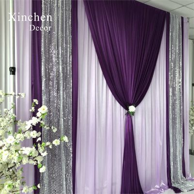 Wholesale custom color ice silk drape cloth curtains valance for events decoration