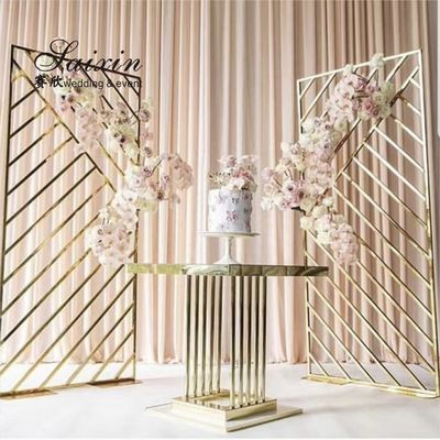 Factory wholesale luxury wedding furniture golden stainless steel arch panel steel door for event stage Backdrop