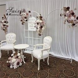 Factory wholesale luxury wedding furniture golden stainless steel arch panel steel door for event stage Backdrop