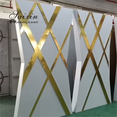 Unique new  wedding furniture  white acrylic stand with gold design white background wedding hall decoratios