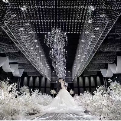 Glass Crystal Bead Curtains Ceiling Hanging With Crystal Ball Event Drape Wedding Decoration