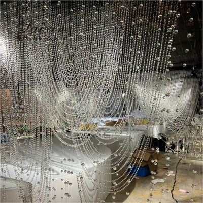 Glass Crystal Bead Curtains Ceiling Hanging With Crystal Ball Event Drape Wedding Decoration