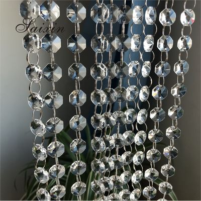 Clear K9 Crystal Chandelier Prism Lamp Octagon Bead Chain Christmas Wedding Pendant