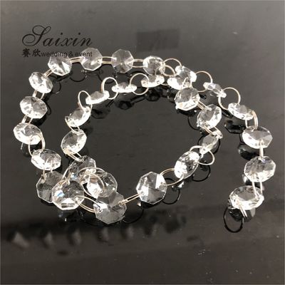 AAA 14mm machine cut clear octagon shape hanging crystal decorations bead for chandelier lights accessories