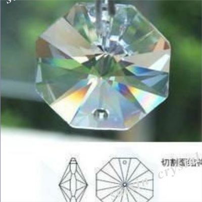 AAA 14mm machine cut clear octagon shape hanging crystal decorations bead for chandelier lights accessories