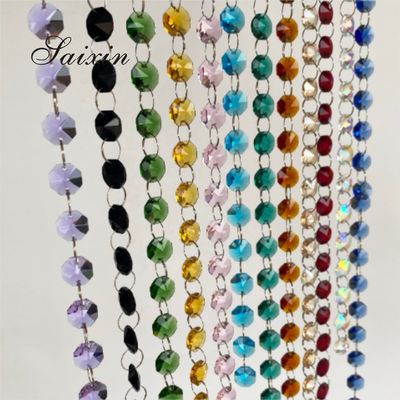 AAA 14mm machine cut clear octagon shape hanging crystal decorations bead for chandelier lights accessories