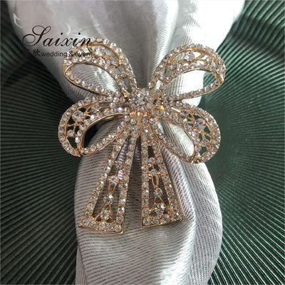Bowknot Shape Rhinestone Braided Napkin Rings Set Of 12 8 6 4 Wedding Party Table Decoration
