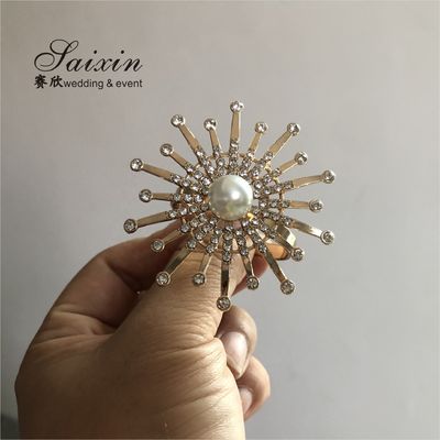 Pearl Napkin And Ring Set Flower Ray Gold Metal 6cm